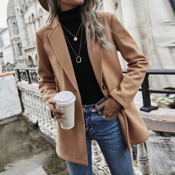 BellanBlue Jackets & Blazers - Classic Khaki Tan Button Minimalist Jacket Blazer